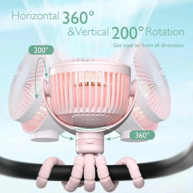 Портативний вентилятор для візочка Momcozy Pink (0810123505494)