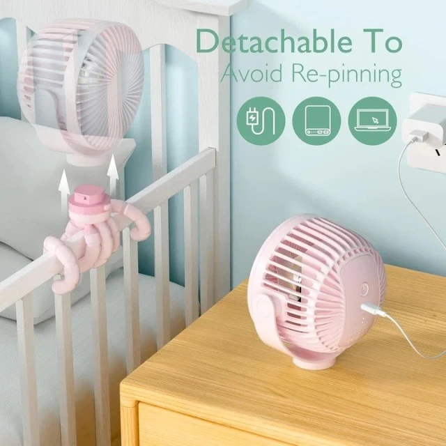 Портативний вентилятор для візочка Momcozy Pink (0810123505494)