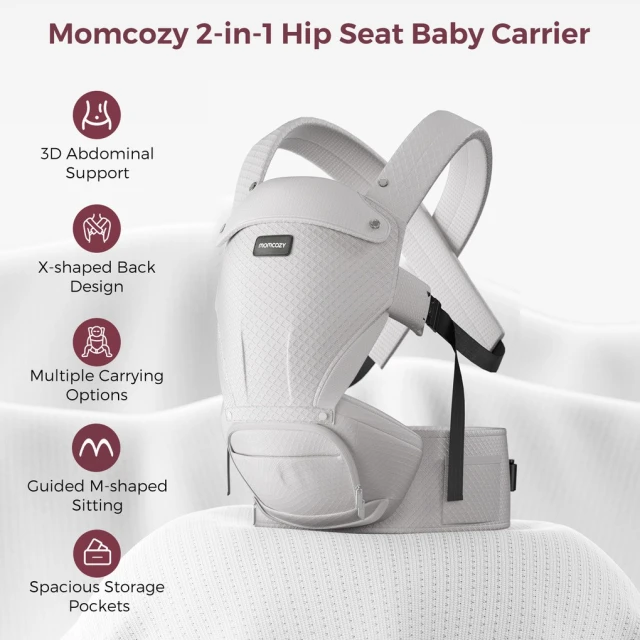 Эрго-рюкзак с сиденьем для бедер Momcozy Air Mesh Grey (0810184058700)