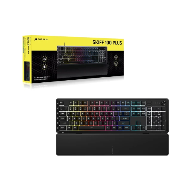 Клавіатура Corsair Skiff 100 Plus ігрова мембранна з RGB-підсвіткою (0840440423256)