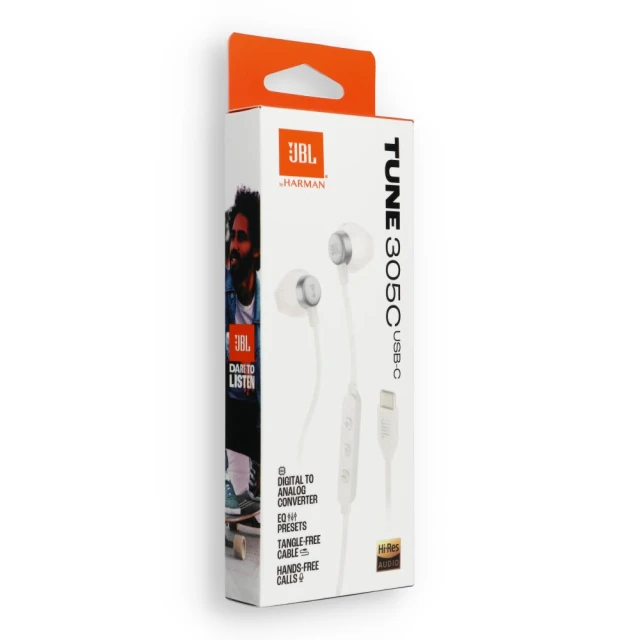Наушники проводные вакуумные JBL USB C 305C White (1200130013904)