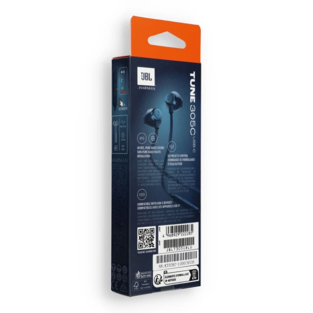 Дротові навушники JBL 305C USB-C Blue (1200130013911)