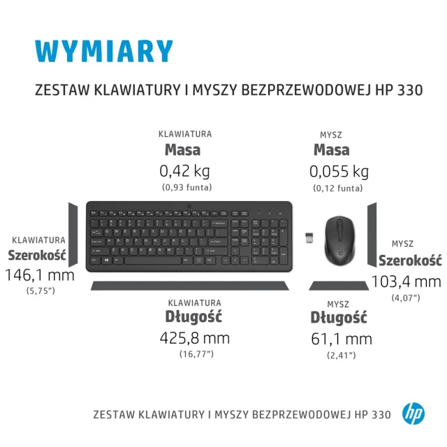 Комплект клавіатура + миша HP 330 Wireless Black (195161923722)