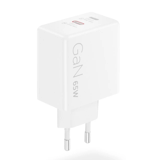 Мережевий зарядний пристрій Lenovo G0A6065WEU GaN 2x USB-C 65 Вт White (195892129165)