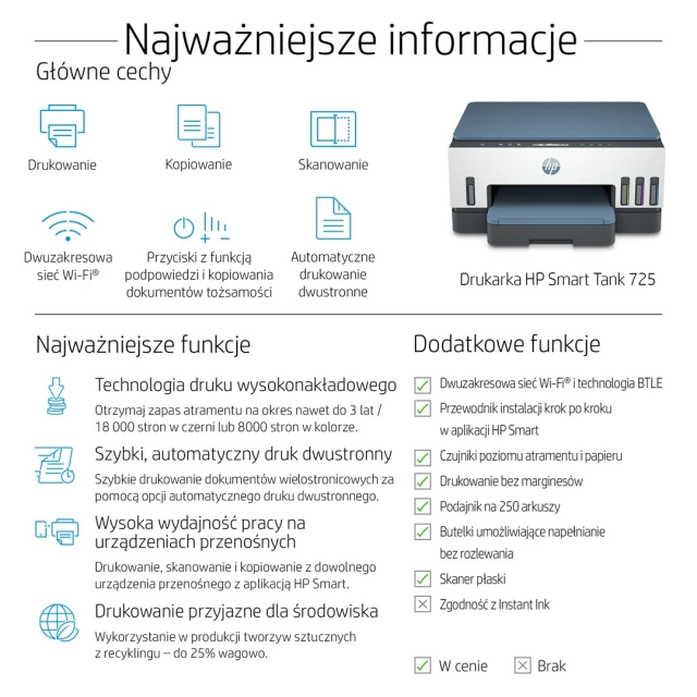 Багатофункціональний пристрій Hewlett-Packard HP Smart Tank 725 All-in-One (195908302254)