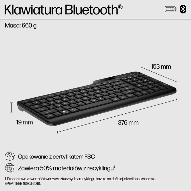 Клавиатура HP 460 Multi-Device беспроводная Bluetooth Black (197192766934)
