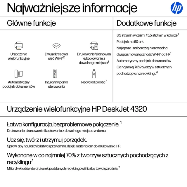 Багатофункціональний пристрій Hewlett-Packard HP DeskJet 4320 (198701680277)