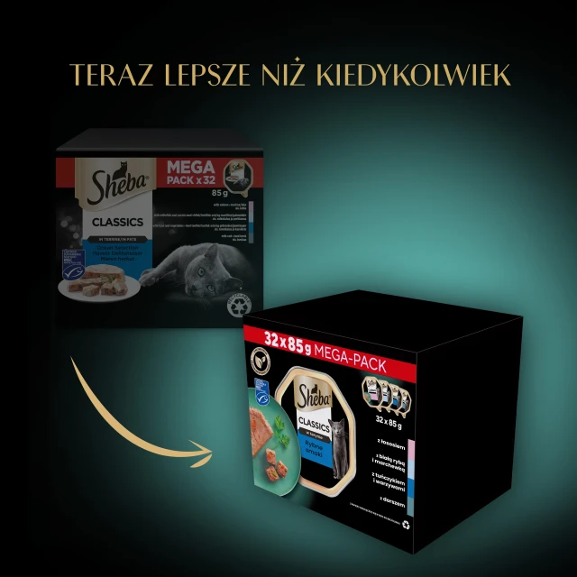 Ламістер для котів Sheba Classics Рибні смаки з білою рибою/тріскою/лососем/тунцем 32 шт x 85 г (3065890152670)