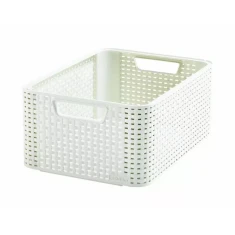 Кошик для зберігання з кришкою Curver Rattan Style M 18 л Cream (3253923615029)