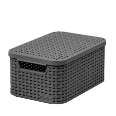 Кошик з кришкою Curver Rattan Style S Grey (3253923617016)