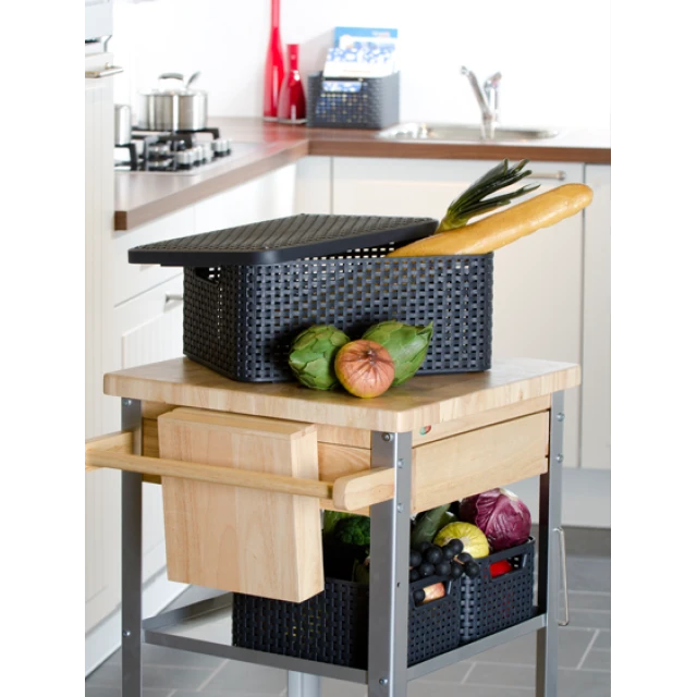 Кошик з кришкою Curver Rattan Style S Grey (3253923617016)