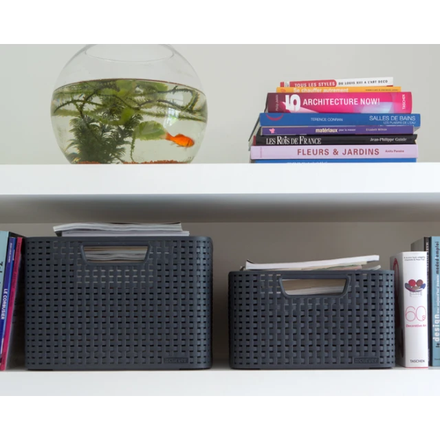 Кошик з кришкою Curver Rattan Style S Grey (3253923617016)