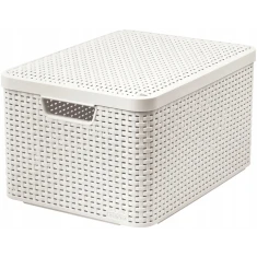 Кошик для зберігання Curver Rattan Style з кришкою Cream L (3253923619027)