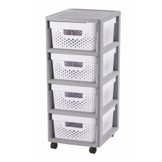 Стелаж Curver Infinity ажурний 44 л 4 шухляди White-Grey (3253924356006)