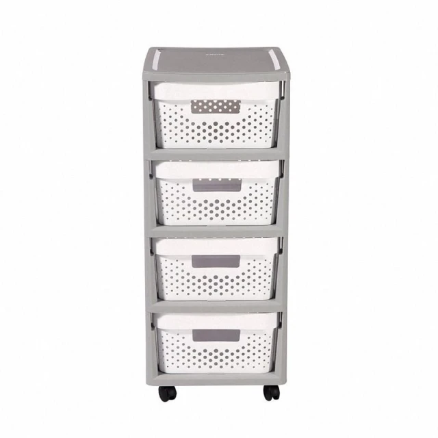 Стелаж Curver Infinity ажурний 44 л 4 шухляди White-Grey (3253924356006)