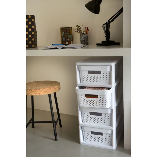 Стелаж Curver Infinity ажурний 44 л 4 шухляди White-Grey (3253924356006)