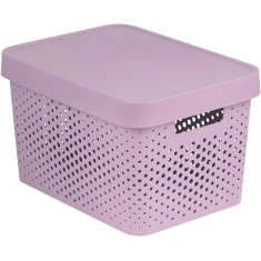 Контейнер для зберігання Curver Infinity ажурний з кришкою Pink 17 л (3253924742168)