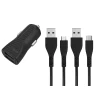 Зарядка автомобильная Energizer HardCase 2x USB-A 2.4A + Кабель USB-C & Micro USB Black (DC2BLCMM)