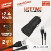 Зарядка автомобильная Energizer HardCase 2x USB-A 2.4A + Кабель USB-C & Micro USB Black (DC2BLCMM)