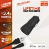 Зарядка автомобильная Energizer HardCase 2x USB-A 17W 3.4A + кабель Lightning MFi Black (DC2CLLIM)