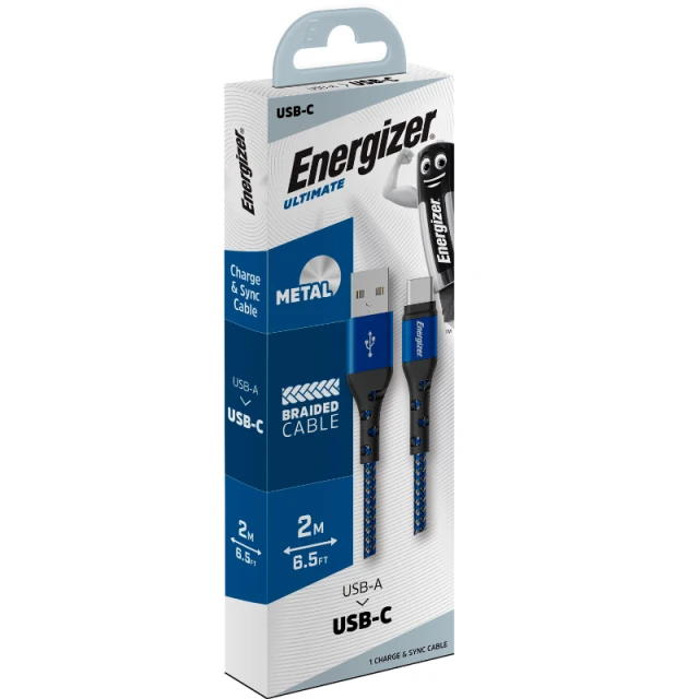 Кабель Energizer Ultimate USB-A to USB-C 2м Blue (C520CKBL)