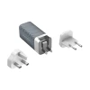 Мережева зарядка Energizer Ultimate Multiplug EU/UK/US GaN USB-C&USB-A 65W Silver (A65MU)