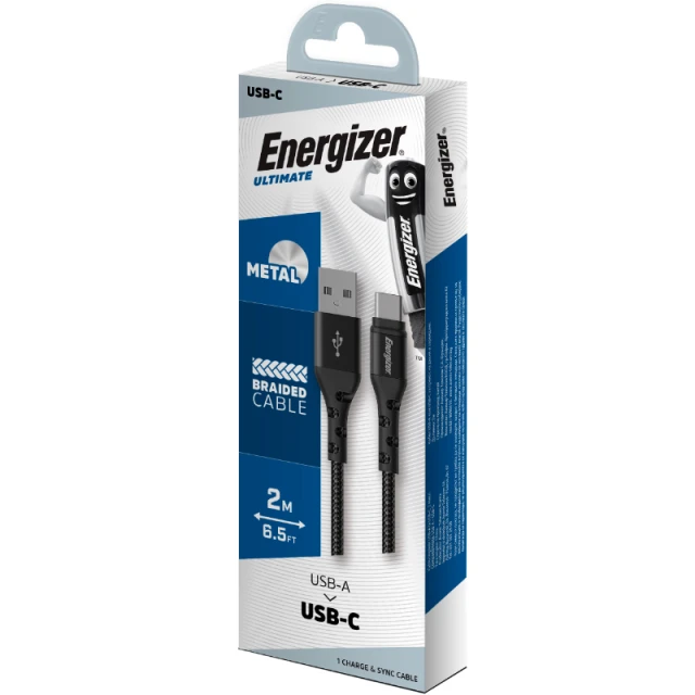 Кабель Energizer Ultimate USB-A to USB-C 2m Black (C520CKBK)