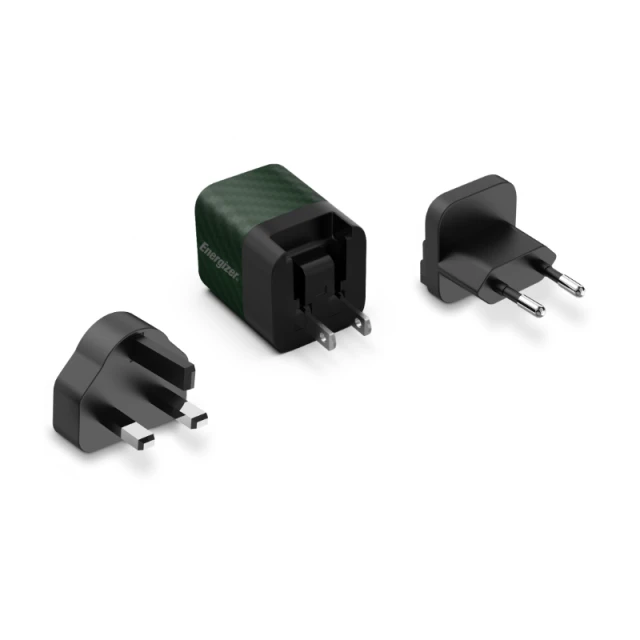 Зарядний пристрій Energizer Ultimate Multiplug GaN USB-C 20W PD EU/UK/US Green (A20MUGR)
