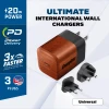 Зарядний пристрій Energizer Ultimate Multiplug GaN USB-C 20W PD EU/UK/US Brown (A20MUWO)