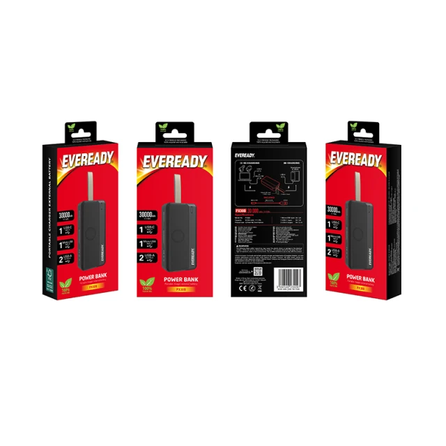 Повербанк Eveready PX30B 30000 mAh 2x USB-A Black (3492548234097)