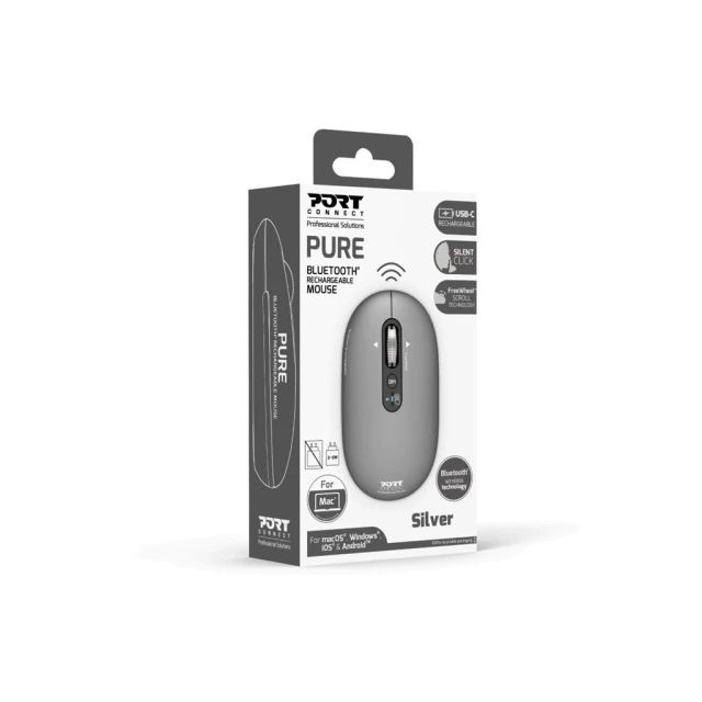 Миша Port Connect PURE MAC бездротова Bluetooth Light Gray (3567049100094)