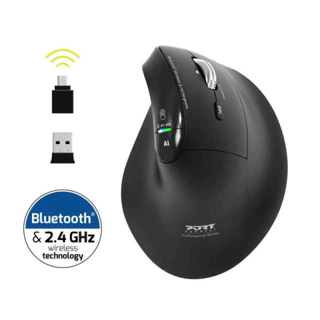 Миша Port Connect ERGO AUDITOR бездротова Bluetooth 2.4 GHz Black (3567049102043)