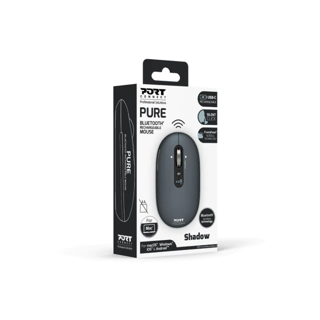 Мышь Port Connect PURE MAC беспроводная Bluetooth Gray (3567049105013)