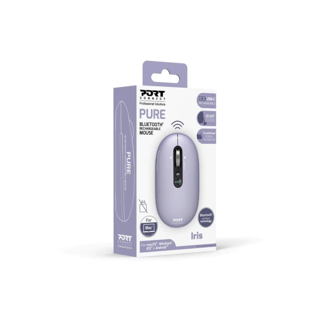 Мышь Port Connect PURE MAC беспроводная Bluetooth Lavender (3567049105020)