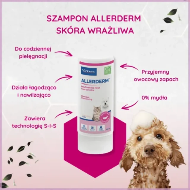 Шампунь для чутливої шкіри собак і котів Virbac Allerderm 250 мл (3597134003061)