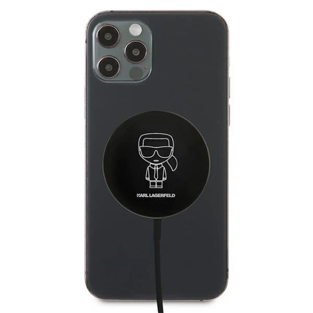 Бездротовий зарядний пристрій Karl Lagerfeld 15W Black with MagSafe (KLCBMSIKBK)