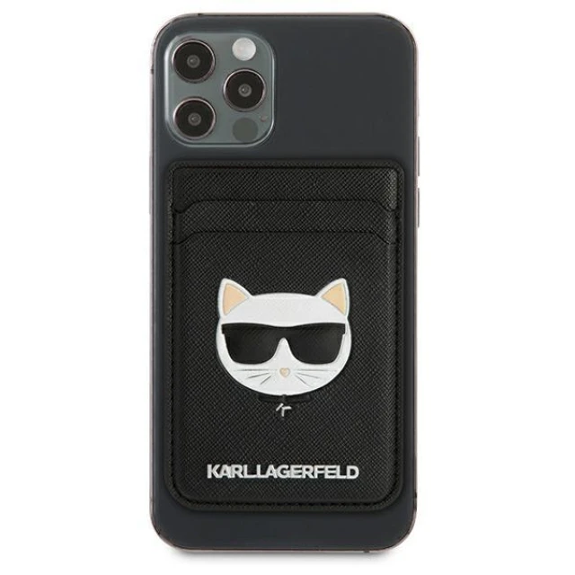 Магнітний гаманець Karl Lagerfeld Saffiano Choupette Head Black with MagSafe (KLWMSCHSFBK)