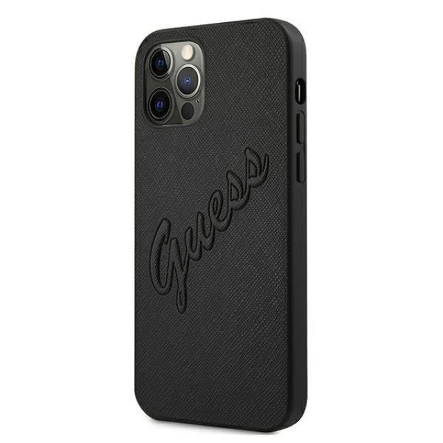 Чохол Guess Saffiano Vintage Script для iPhone 12 Pro Max Black (GUHCP12LRSAVSBK)