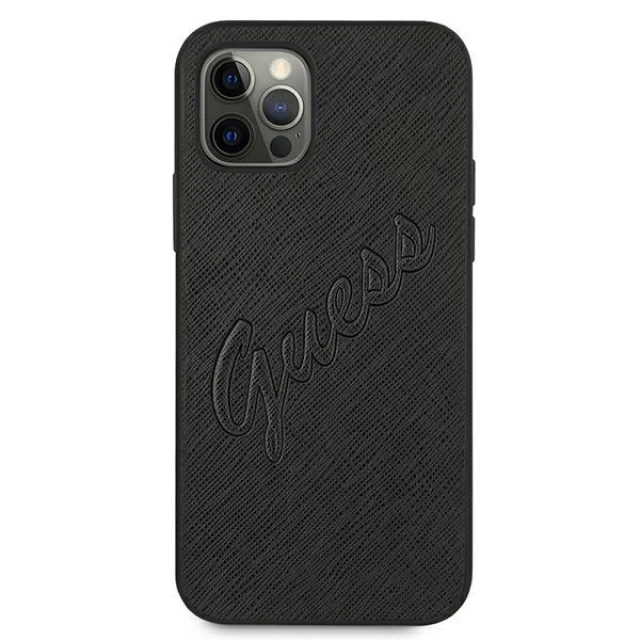 Чохол Guess Saffiano Vintage Script для iPhone 12 Pro Max Black (GUHCP12LRSAVSBK)