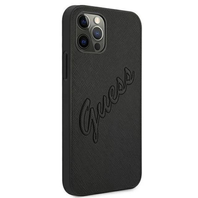 Чохол Guess Saffiano Vintage Script для iPhone 12 Pro Max Black (GUHCP12LRSAVSBK)