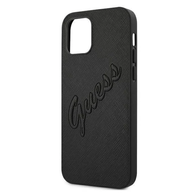 Чохол Guess Saffiano Vintage Script для iPhone 12 Pro Max Black (GUHCP12LRSAVSBK)