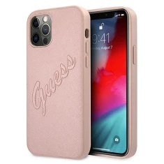 Чохол Guess Saffiano Vintage Script для iPhone 12 | 12 Pro Pink (GUHCP12MRSAVSRG)