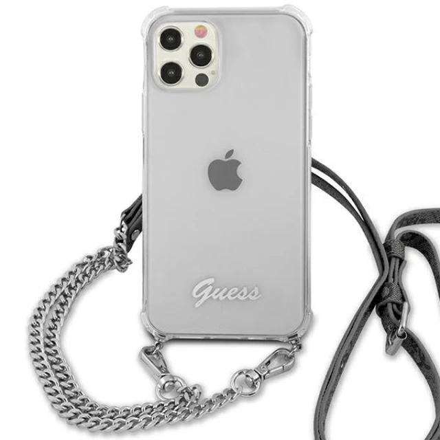 Чохол Guess 4G Silver Chain для iPhone 12 | 12 Pro Transparent (GUHCP12MKC4GSSI)