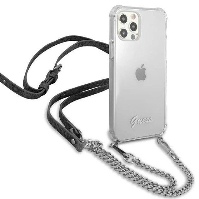Чохол Guess 4G Silver Chain для iPhone 12 | 12 Pro Transparent (GUHCP12MKC4GSSI)