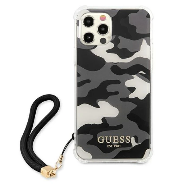 Чохол Guess Camo Strap Collection для iPhone 12 | 12 Pro Black (GUHCP12MKSARBK)