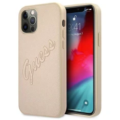 Чохол Guess Saffiano Vintage Script для iPhone 12 | 12 Pro Gold (GUHCP12MRSAVSLG)