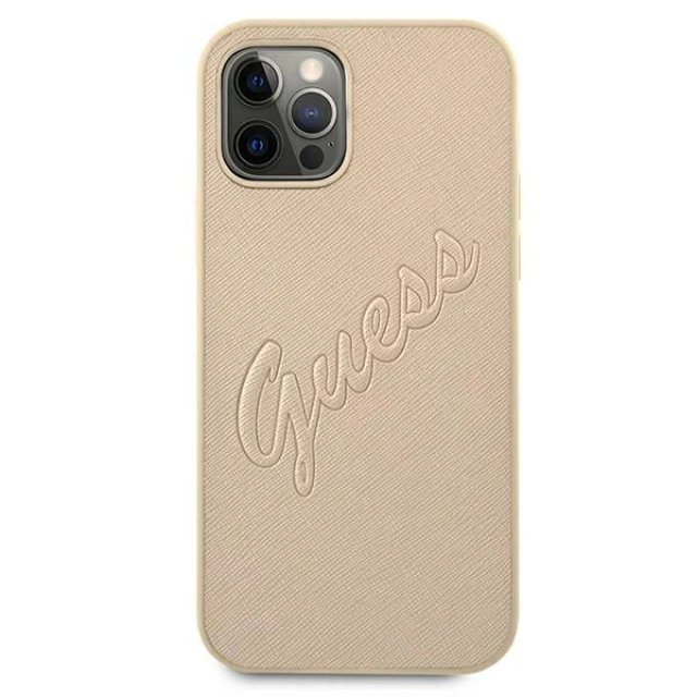 Чохол Guess Saffiano Vintage Script для iPhone 12 | 12 Pro Gold (GUHCP12MRSAVSLG)