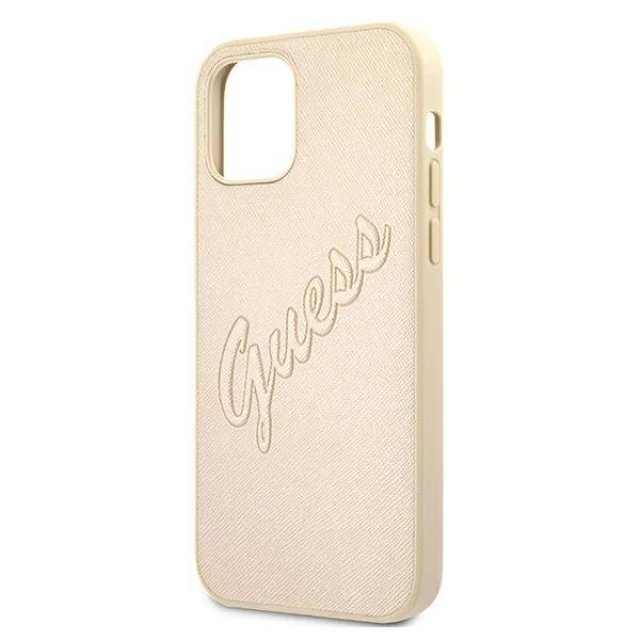 Чохол Guess Saffiano Vintage Script для iPhone 12 | 12 Pro Gold (GUHCP12MRSAVSLG)