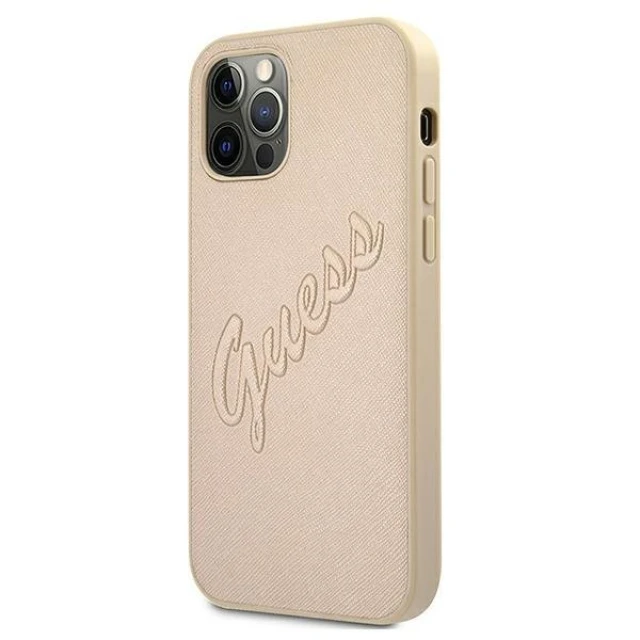 Чохол Guess Saffiano Vintage Script для iPhone 12 Pro Max Gold (GUHCP12LRSAVSLG)