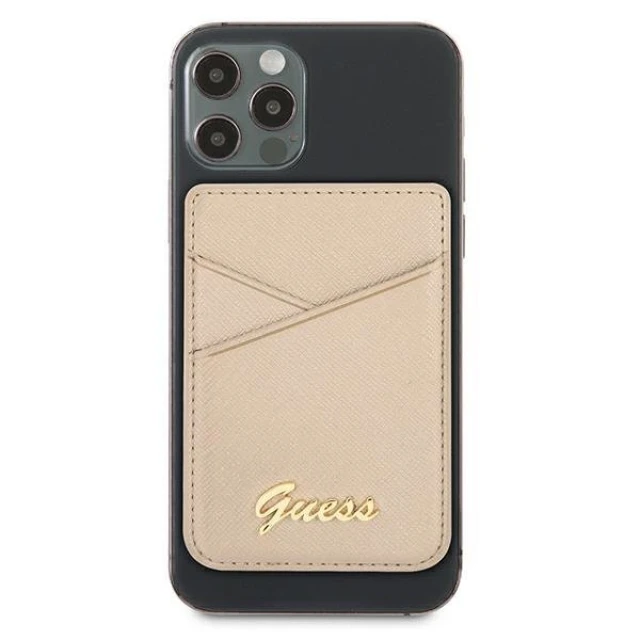 Магнітний гаманець Guess Saffiano Gold with MagSafe (GUWMSSASLGO)